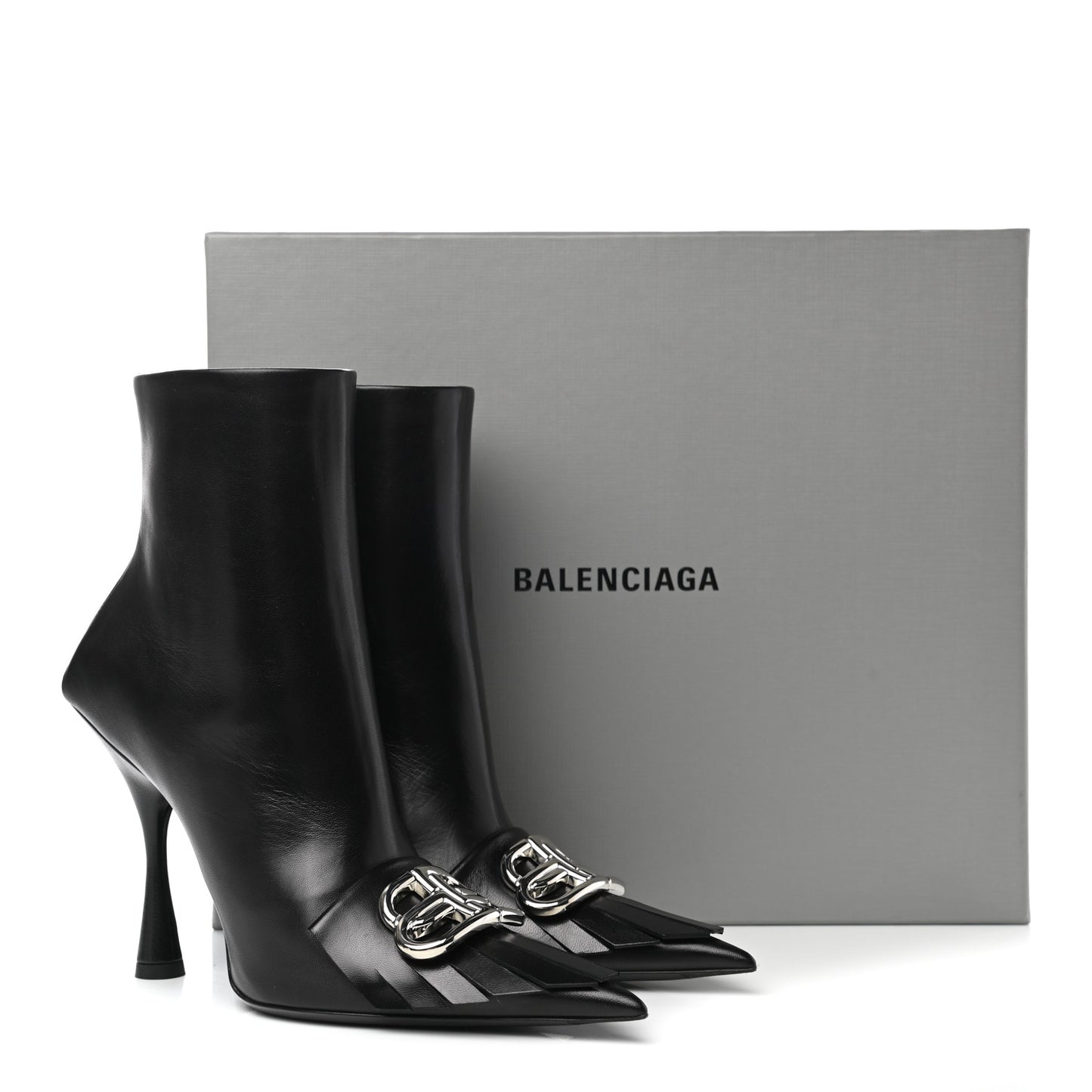 Shiny Kidskin Fringe BB Knife Booties 37.5 Black