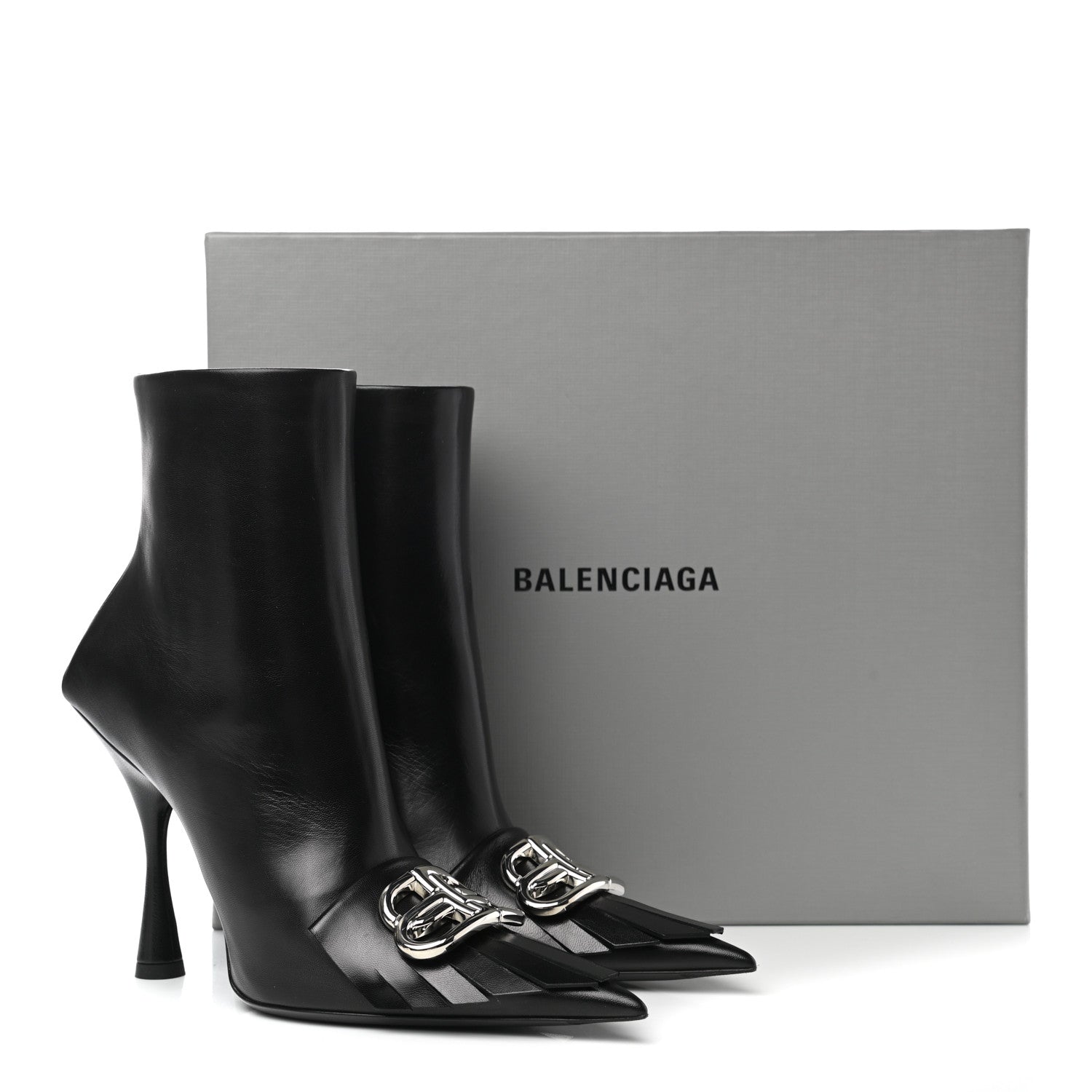 Balenciaga Shiny Kidskin Fringe BB Knife Booties 37.5 Black 10 of 10