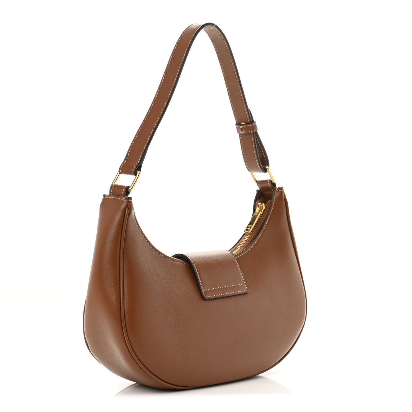 Smooth Calfskin Medium Strap Ava Triomphe Shoulder Bag Tan