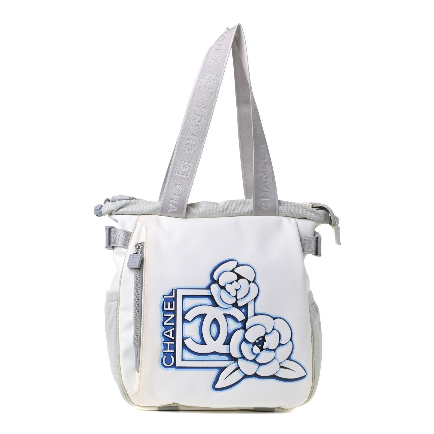 Nylon Mesh Camellia Tote White Multicolor