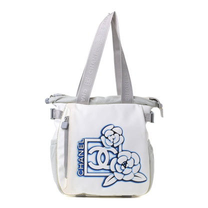 Chanel Nylon Mesh Camellia Tote White Multicolor 1 of 4