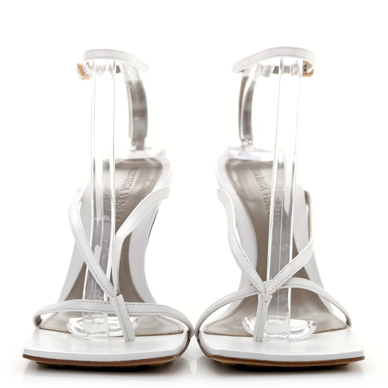 Bottega Veneta Lambskin Stretch Multi Strap 90mm Sandals 38 Optic White 2 of 7