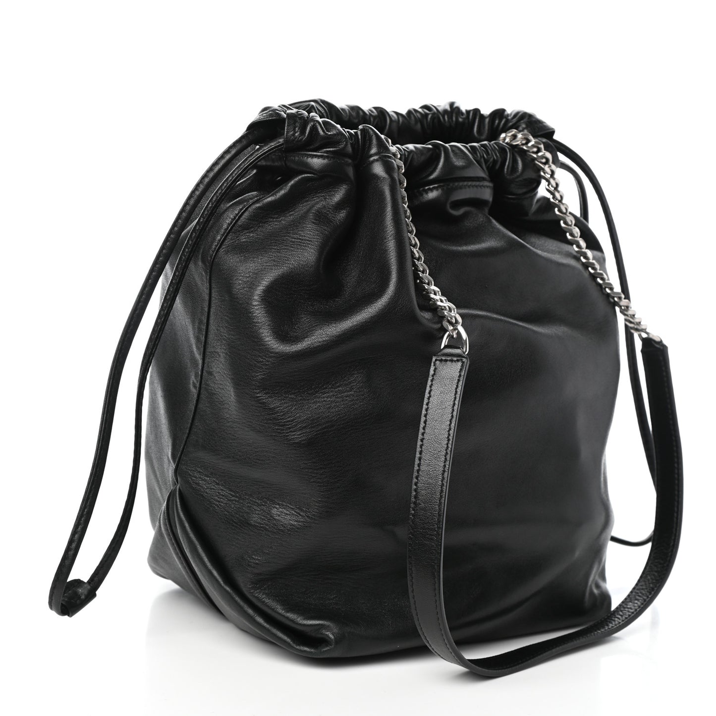 Lambskin Teddy Drawstring Bag Black