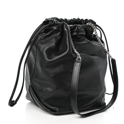 Saint Laurent Lambskin Teddy Drawstring Bag Black 3 of 8