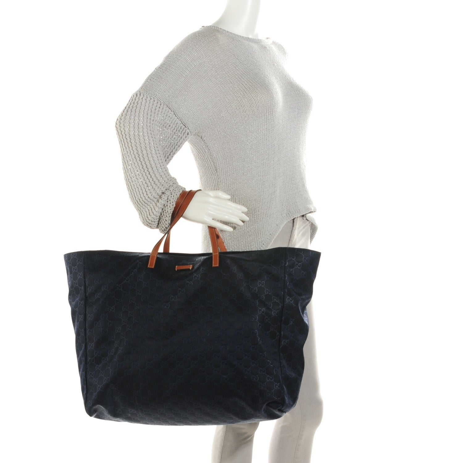 Gucci Nylon Monogram Large Tote Blue 2 of 7