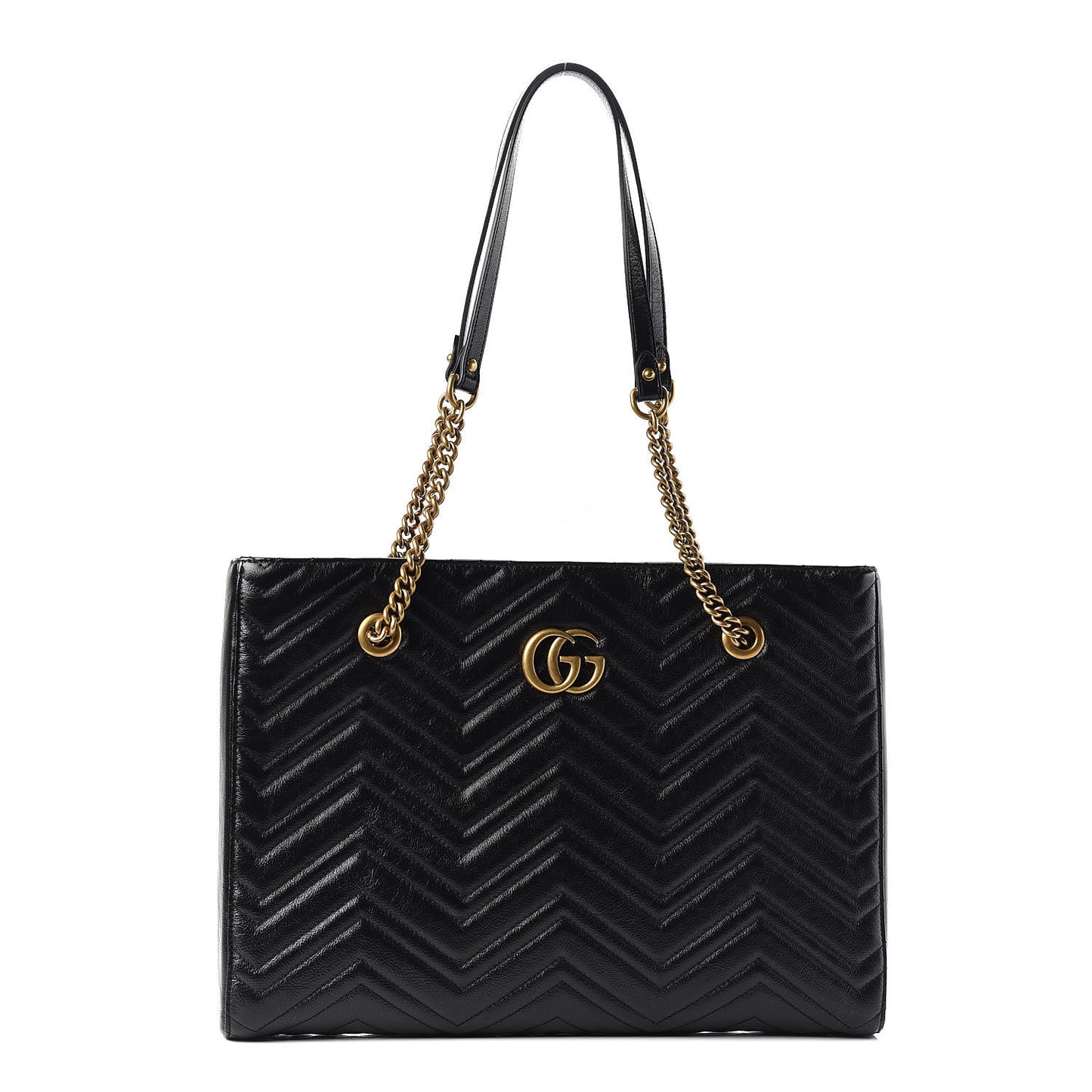 Vintage Calfskin Matelasse Medium GG Marmont Slim Tote Black