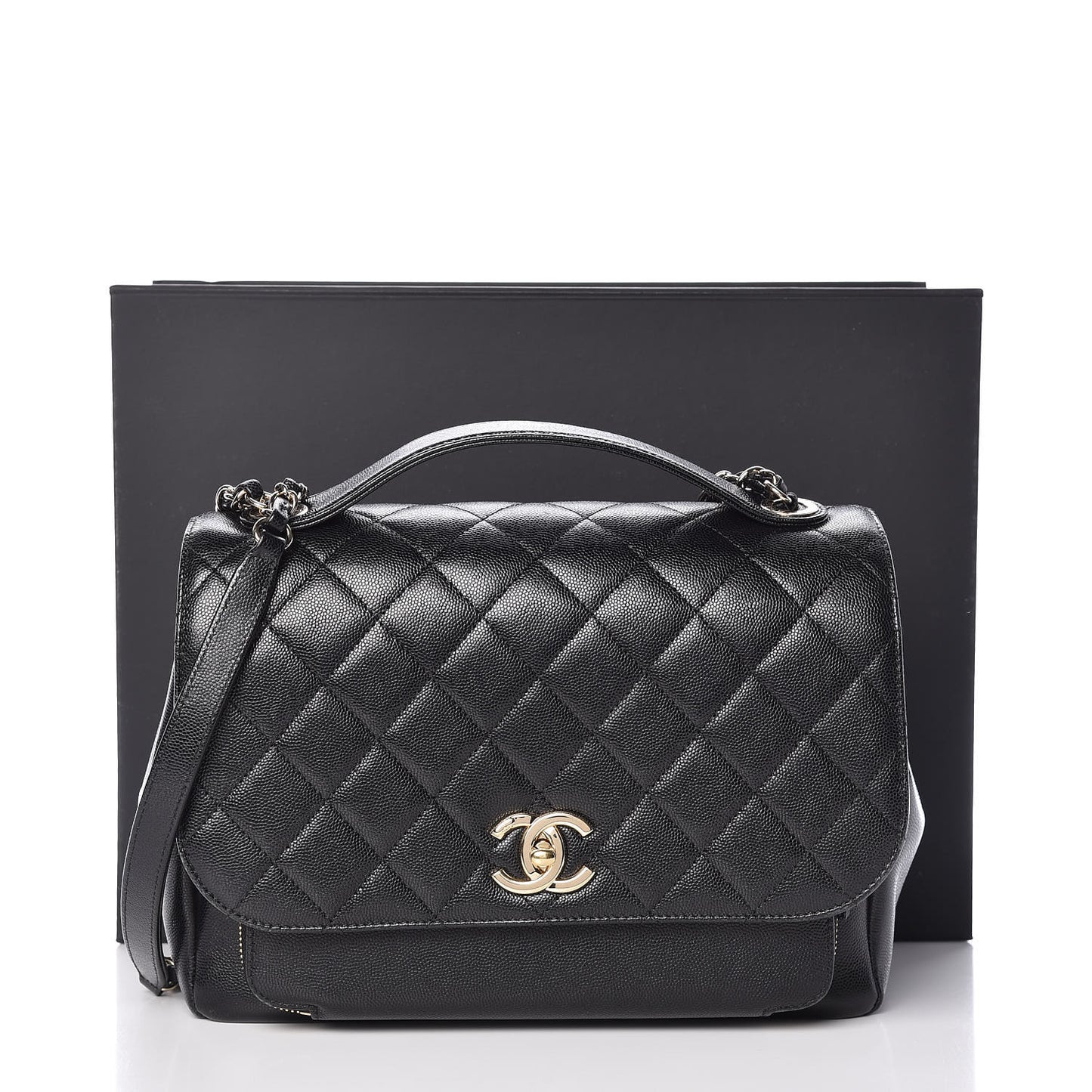Caviar Quilted Large Business Affinity Flap Black