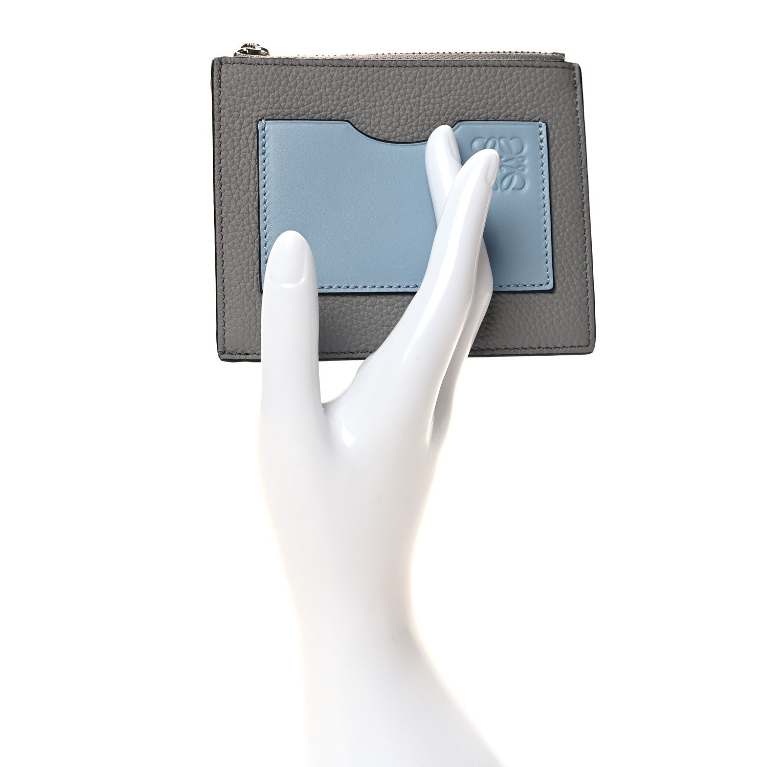 Loewe Soft Grained Calfskin Large Square Coin Cardholder Stone Blue Pearl Grey 2 of 8