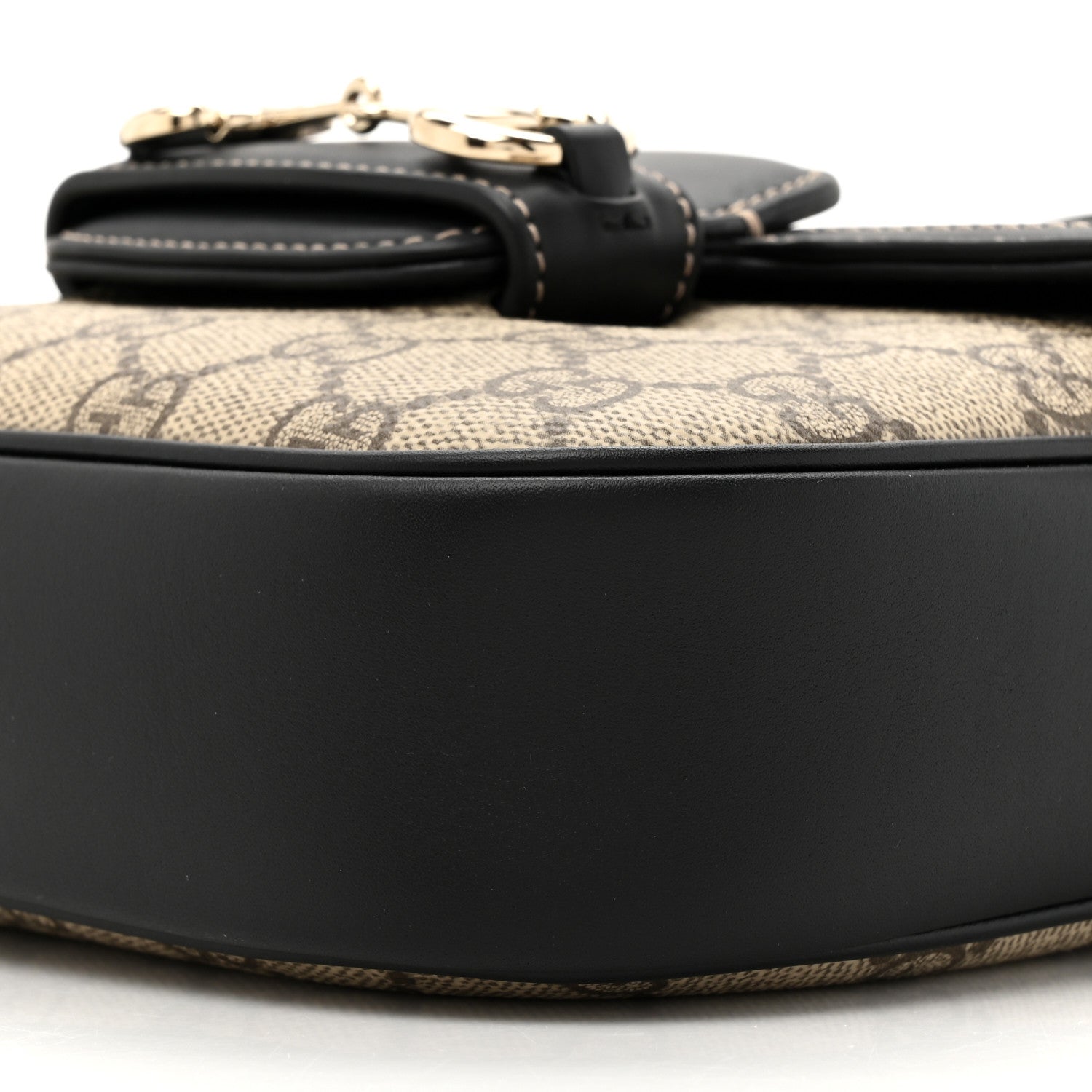 Gucci GG Supreme Monogram Horsebit 1955 Soft Small Shoulder Bag Beige Black 10 of 12