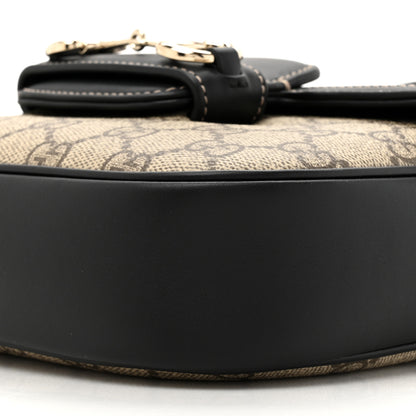 Gucci GG Supreme Monogram Horsebit 1955 Soft Small Shoulder Bag Beige Black 10 of 12