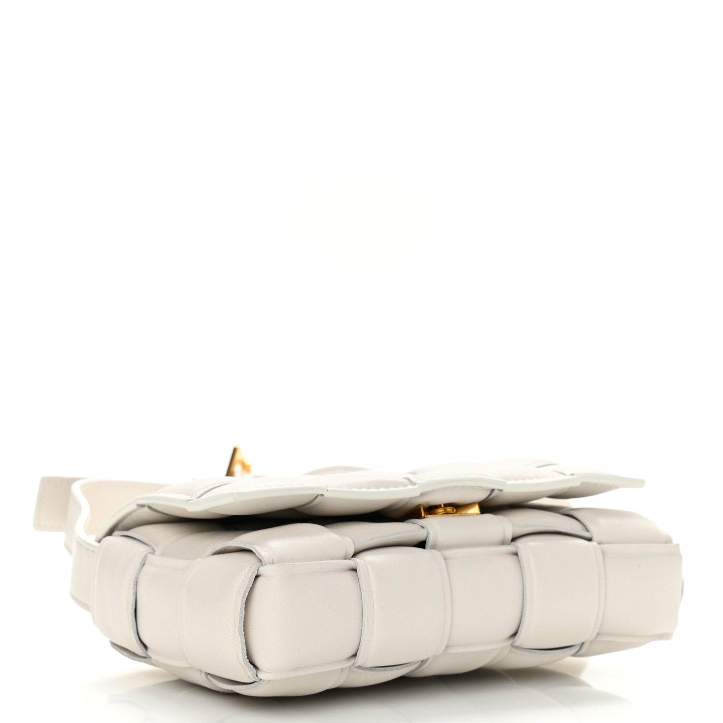 Lambskin Maxi Intreccio Padded Small Cassette Crossbody Bag White