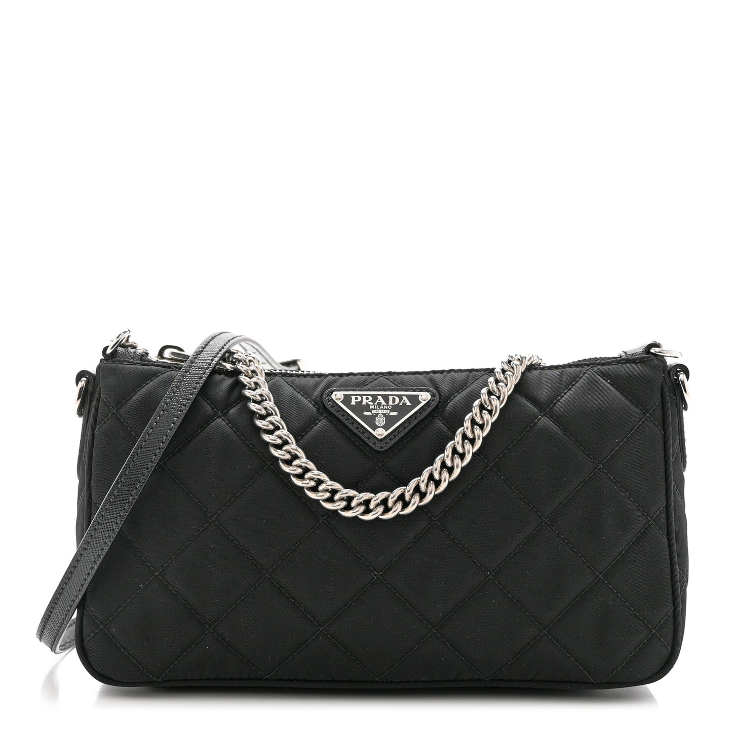 Nylon Tessuto Impuntu Quilted Crossbody Bag Black