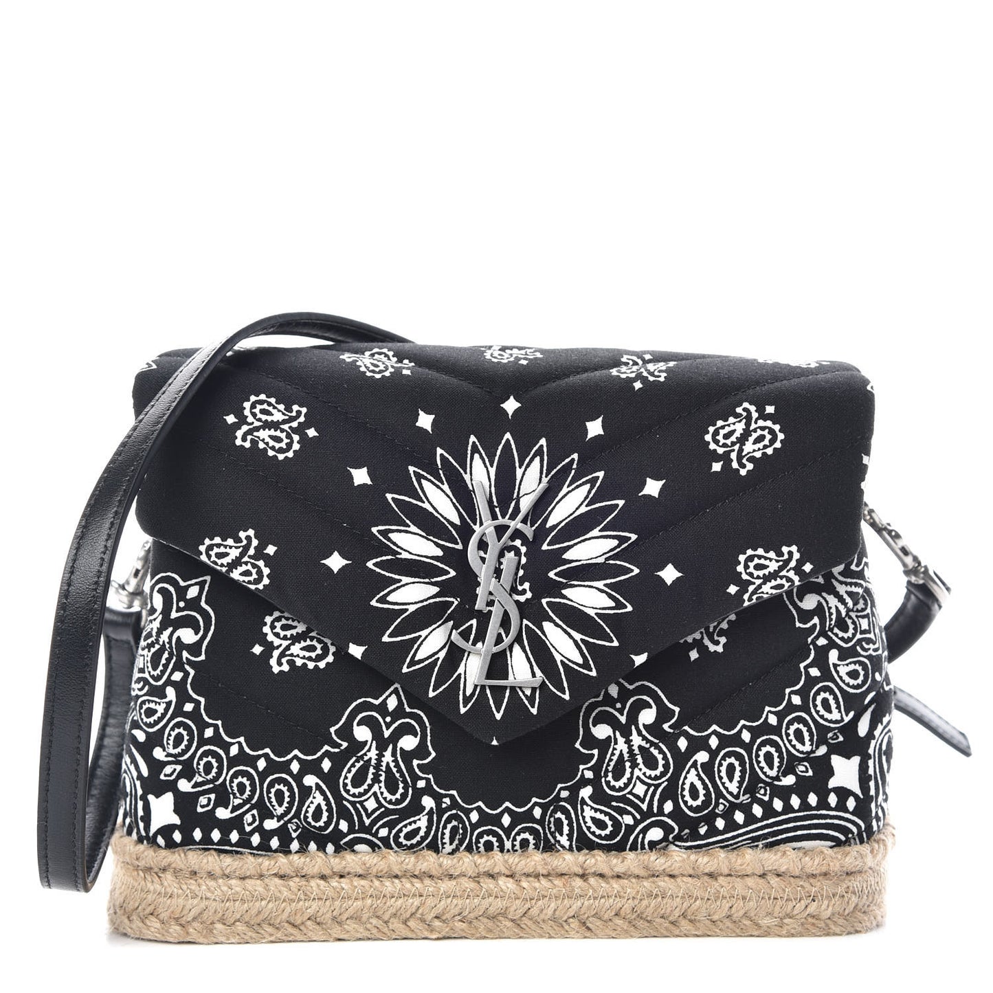 Cotton Bandana Y Quilted Monogram Toy Loulou Crossbody Bag Black White