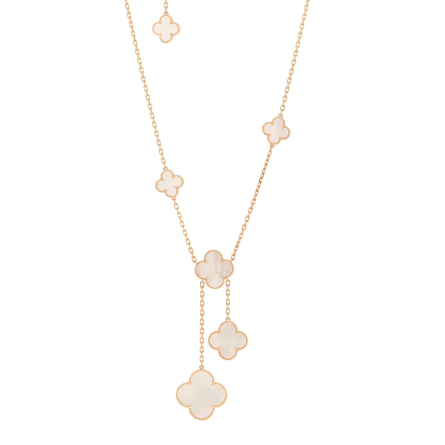 Van Cleef & Arpels 18K Yellow Gold Mother of Pearl 6 Motifs Magic Alhambra Necklace 1 of 6