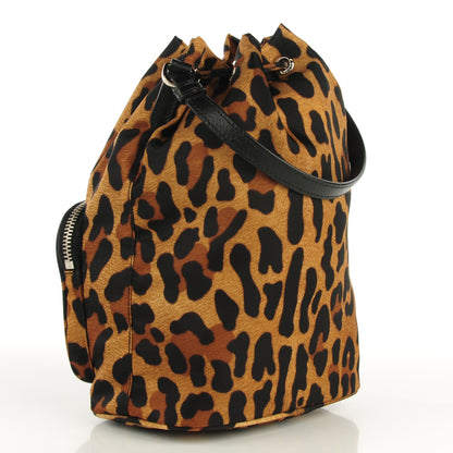 Prada Tessuto Nylon Leopard Print Mini Bucket Bag Miele 4 of 10