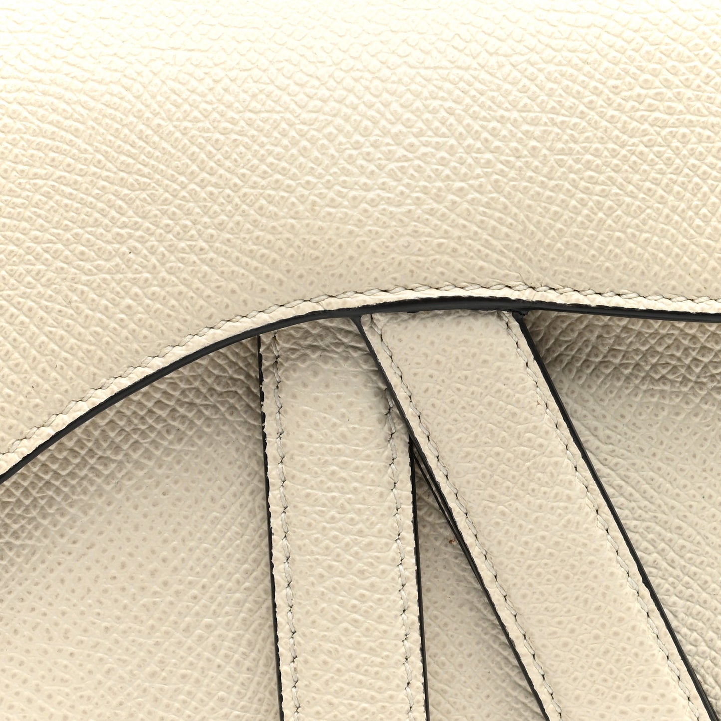 Grained Calfskin Mini Saddle Bag White