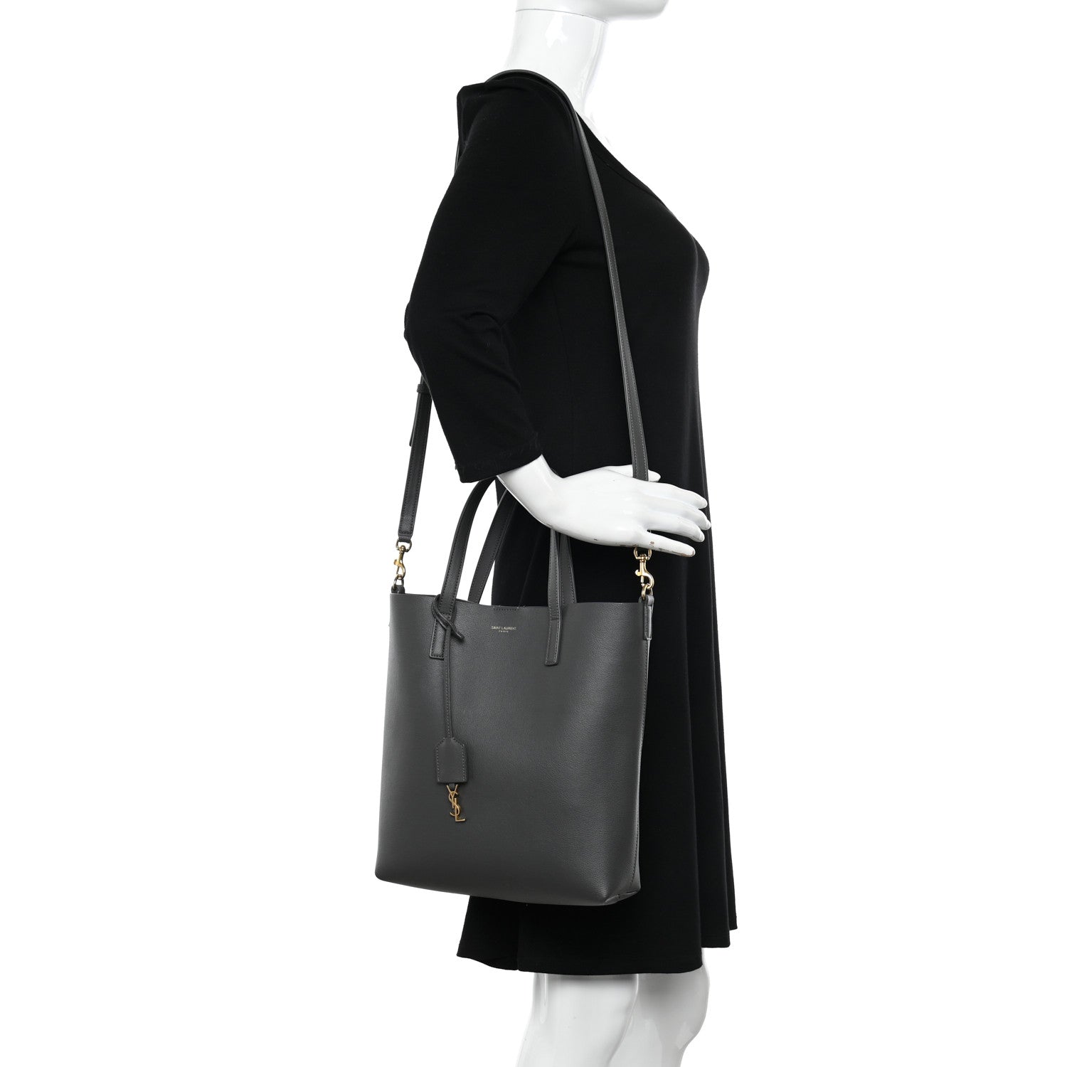 Saint Laurent Calfskin Toy Shopping Tote Earth Grey 2 of 13