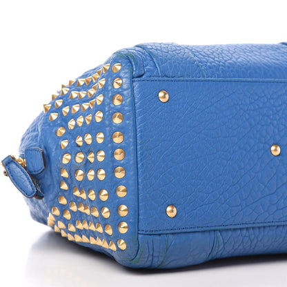 MCM Lambskin Studded Shoulder Bag Blue 6 of 14