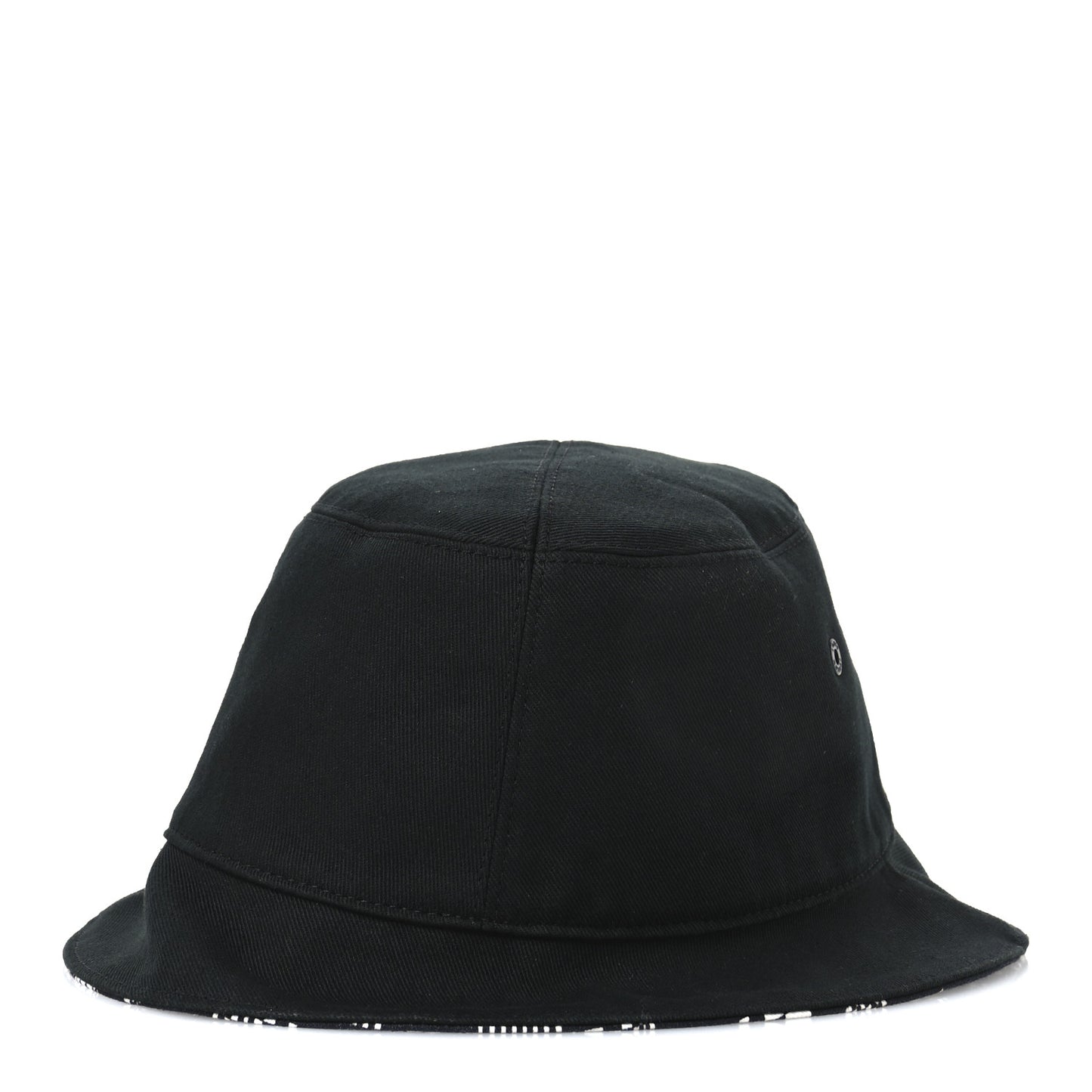 Cotton Damier Distorted Reversible Bucket Hat Black
