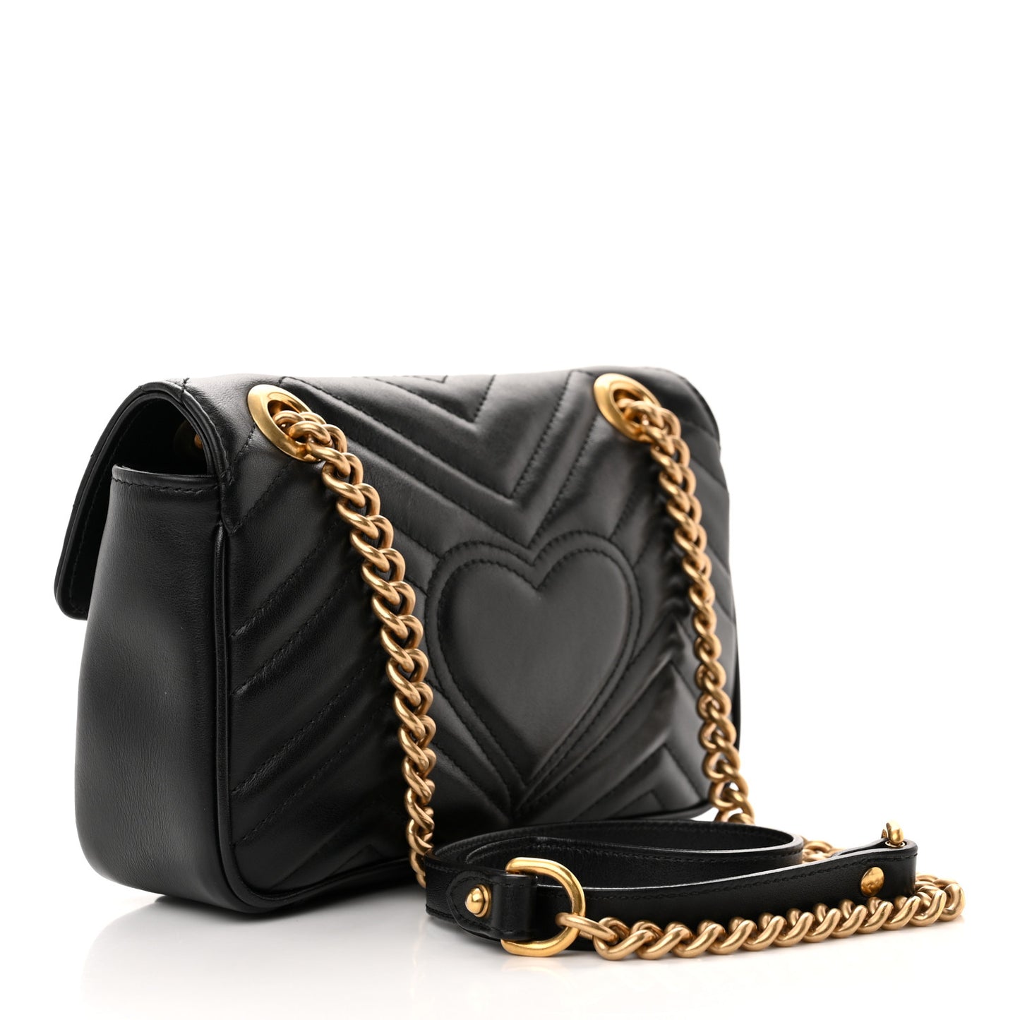 Calfskin Matelasse Mini GG Marmont Shoulder Bag Black