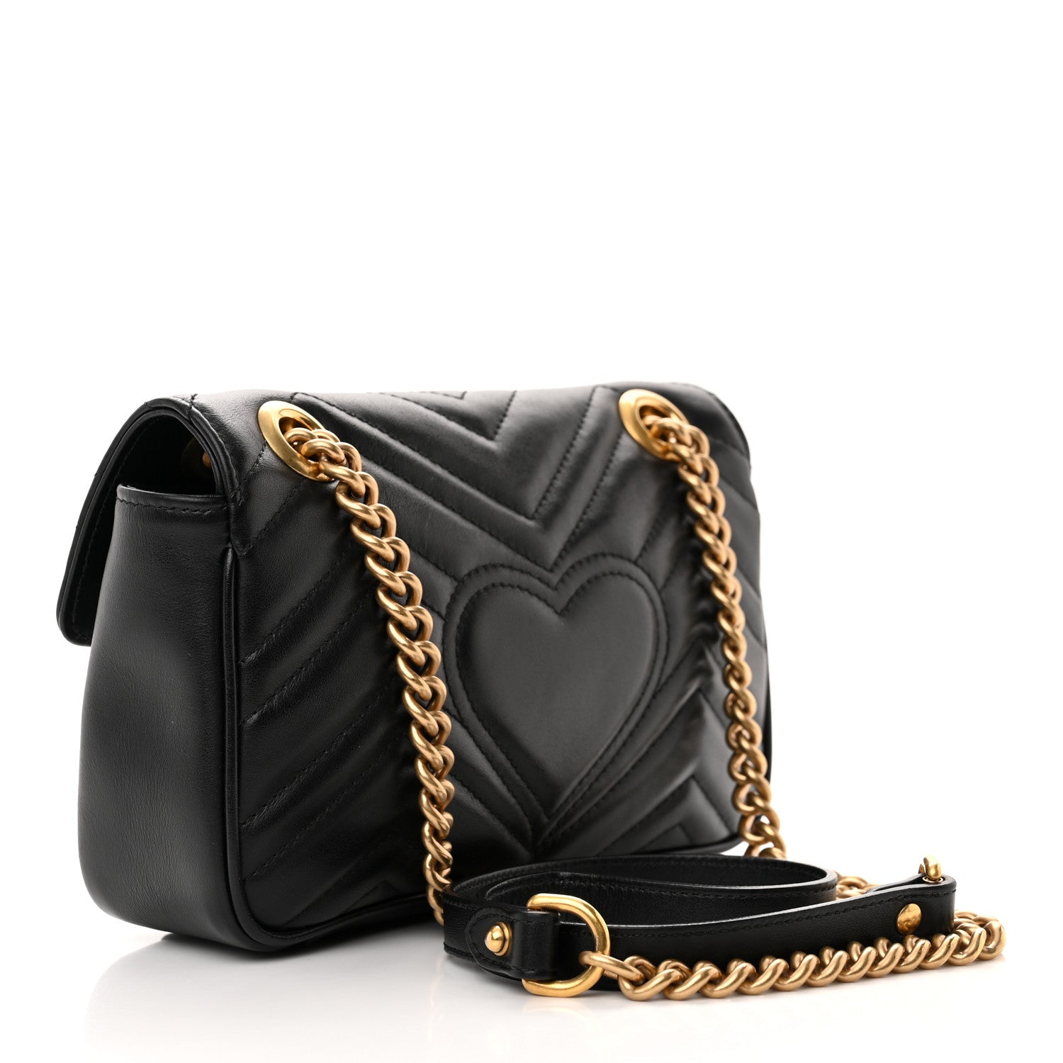 Gucci Calfskin Matelasse Mini GG Marmont Shoulder Bag Black 3 of 13