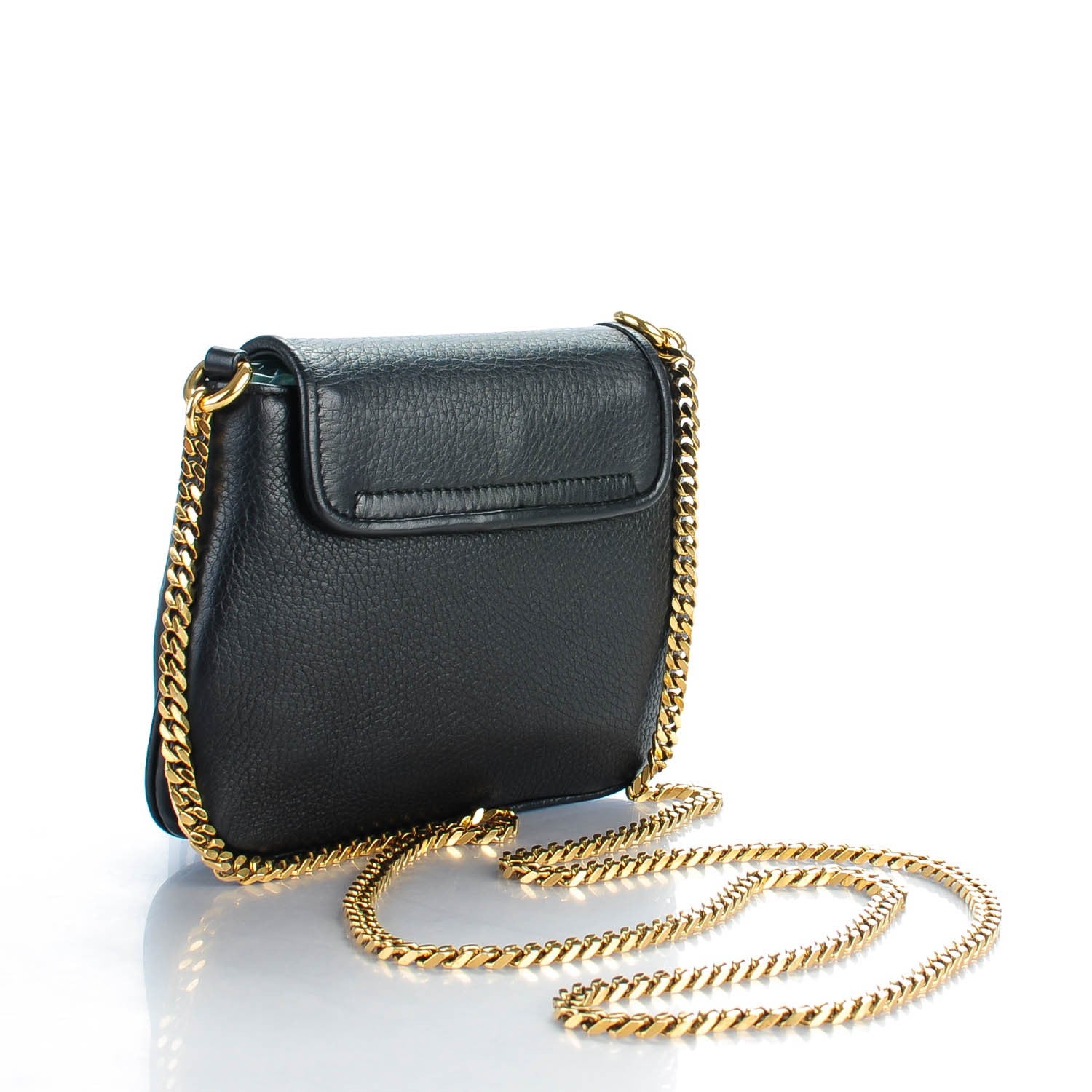 Gucci Pebbled Calfskin Small 1973 Chain Shoulder Bag Black 3 of 9