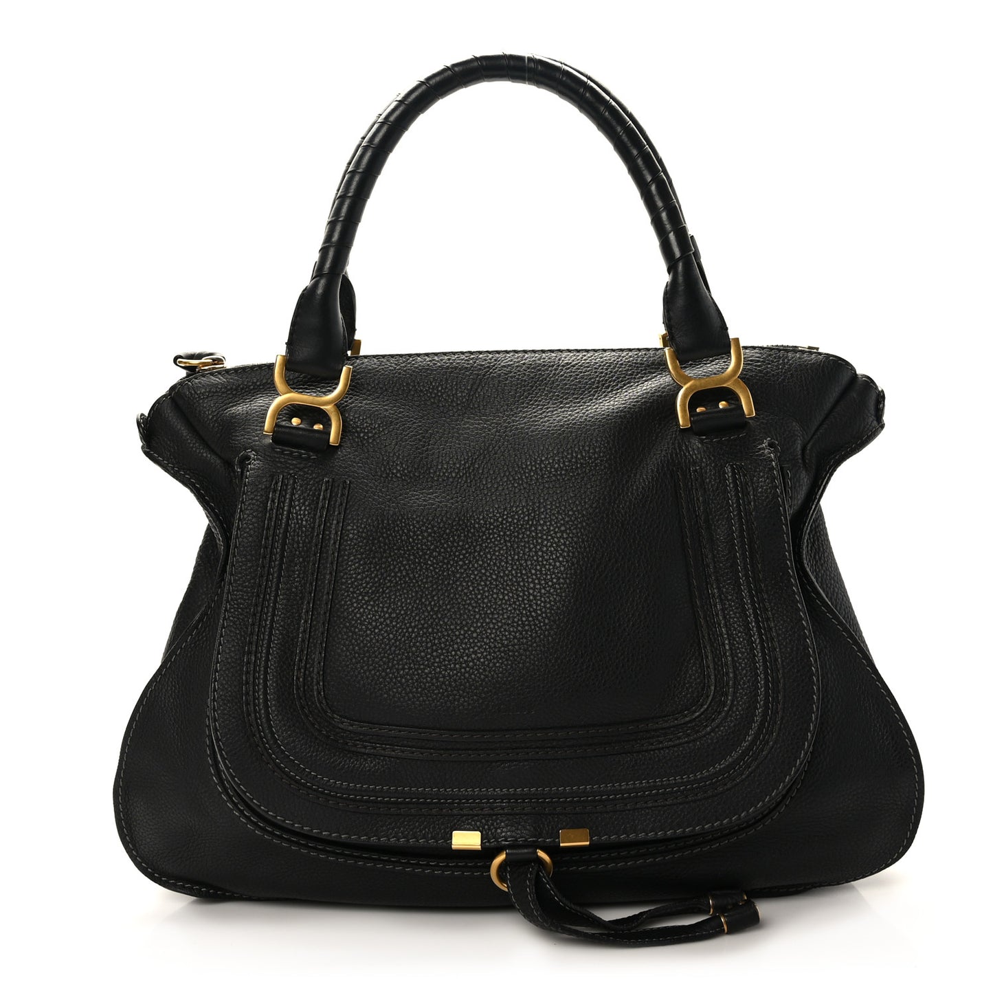Calfskin Large Marcie Satchel Black