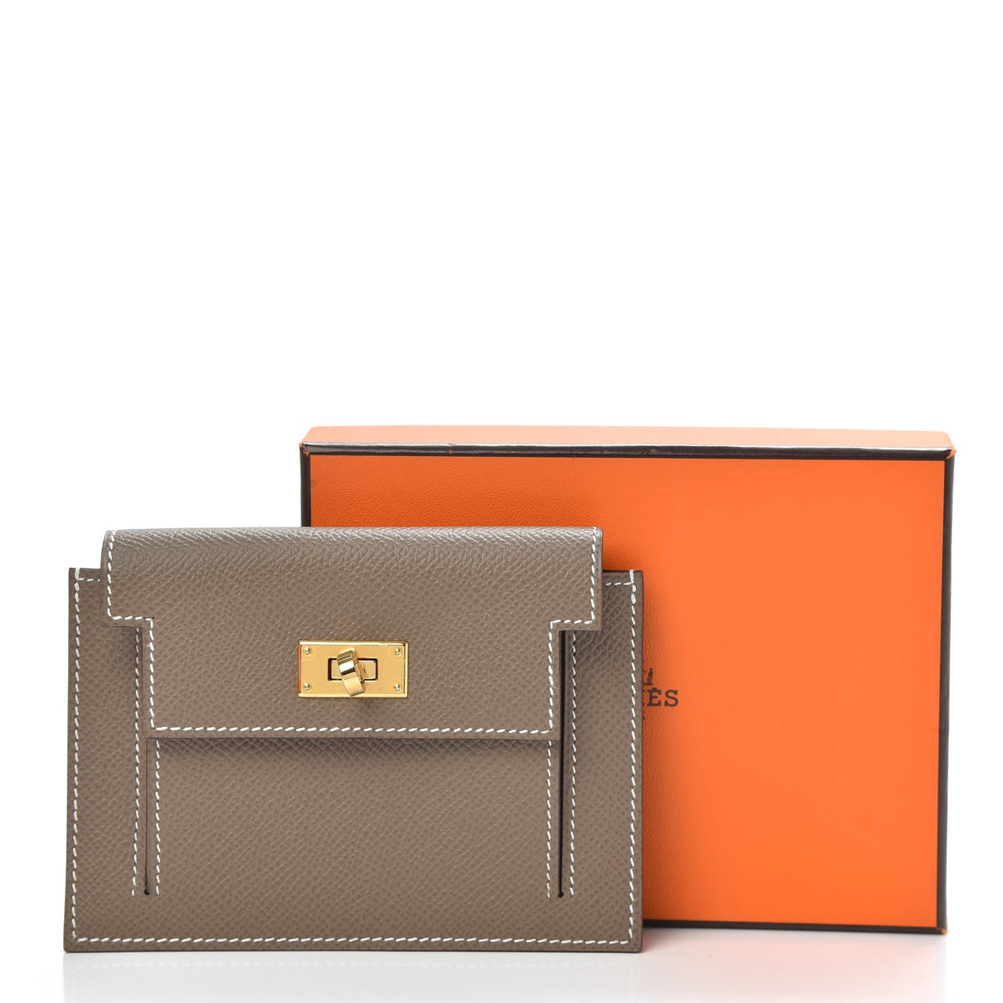 Epsom Kelly Pocket Compact Wallet Etoupe