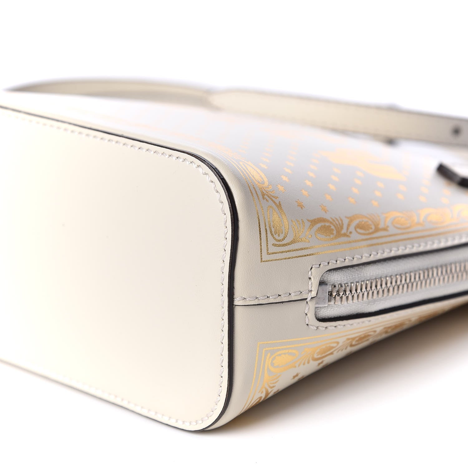 Gucci X SEGA Calfskin GUCCY Stars Mini Dome Shoulder Bag Mystic White Gold 6 of 9