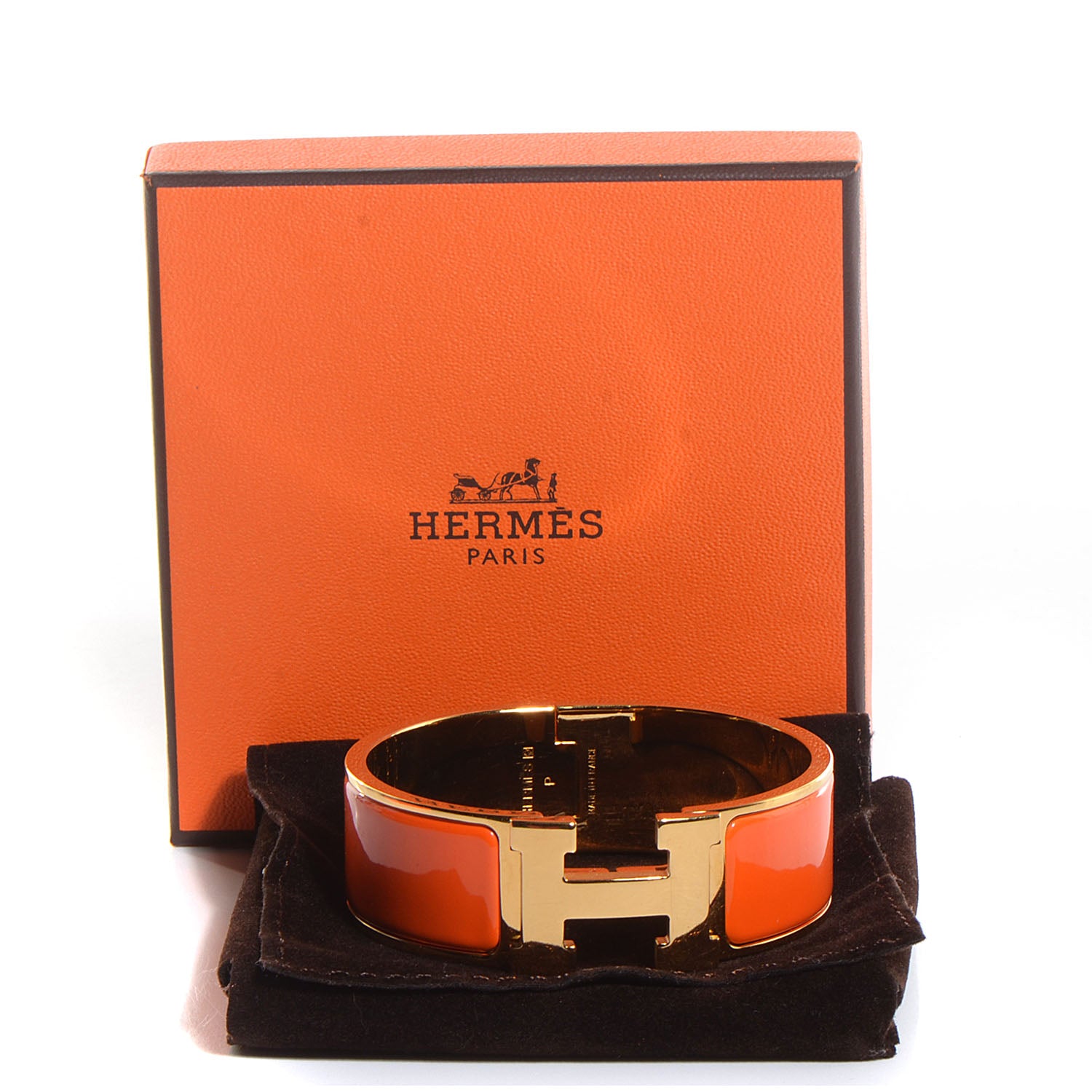 Hermes Enamel Clic Clac H Wide Bracelet PM Orange 5 of 5