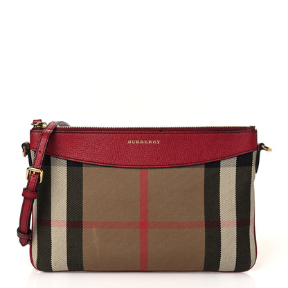 Burberry House Check Derby Peyton Crossbody Clutch Bag Russet Red 1 of 12