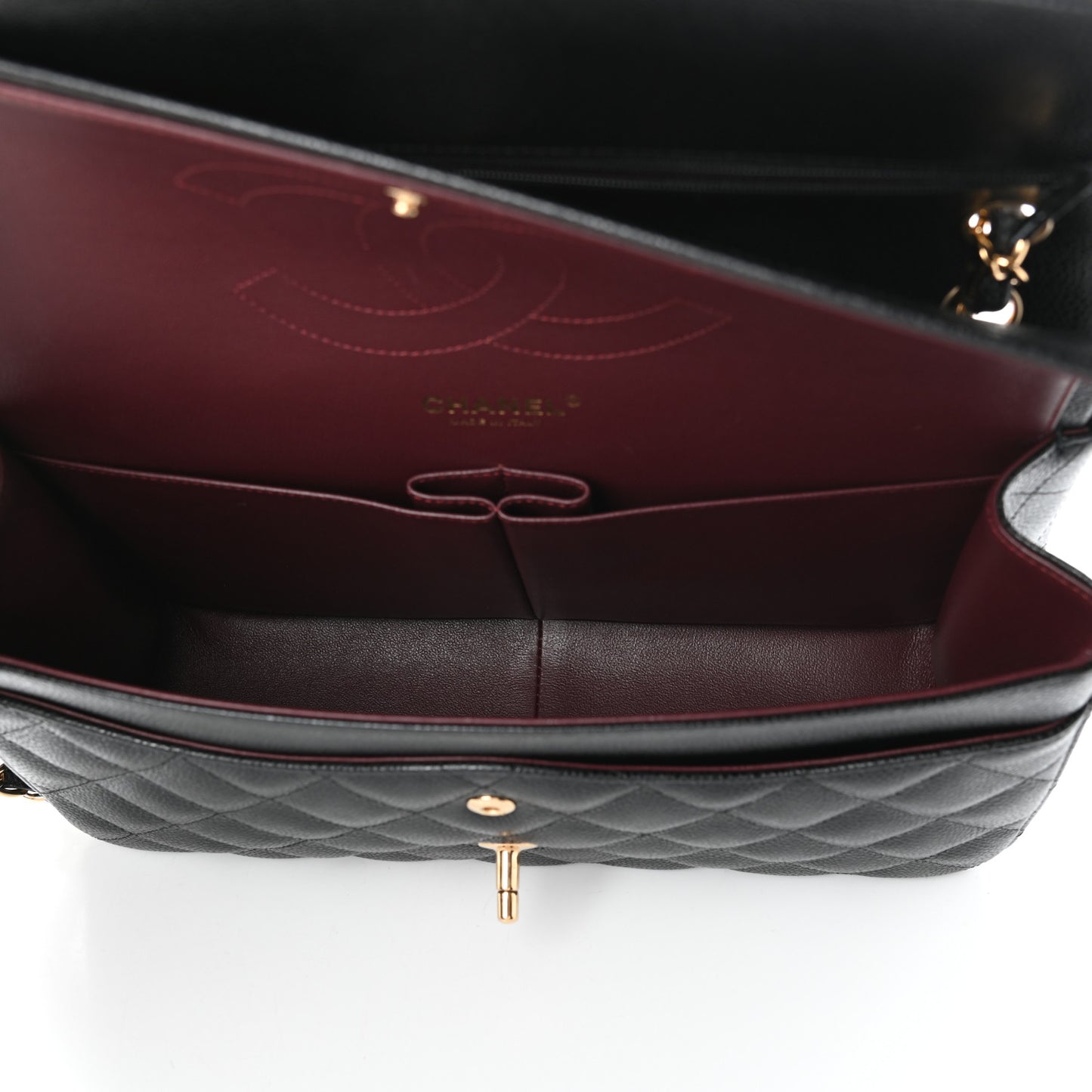 Caviar Quilted Jumbo Double Flap Black