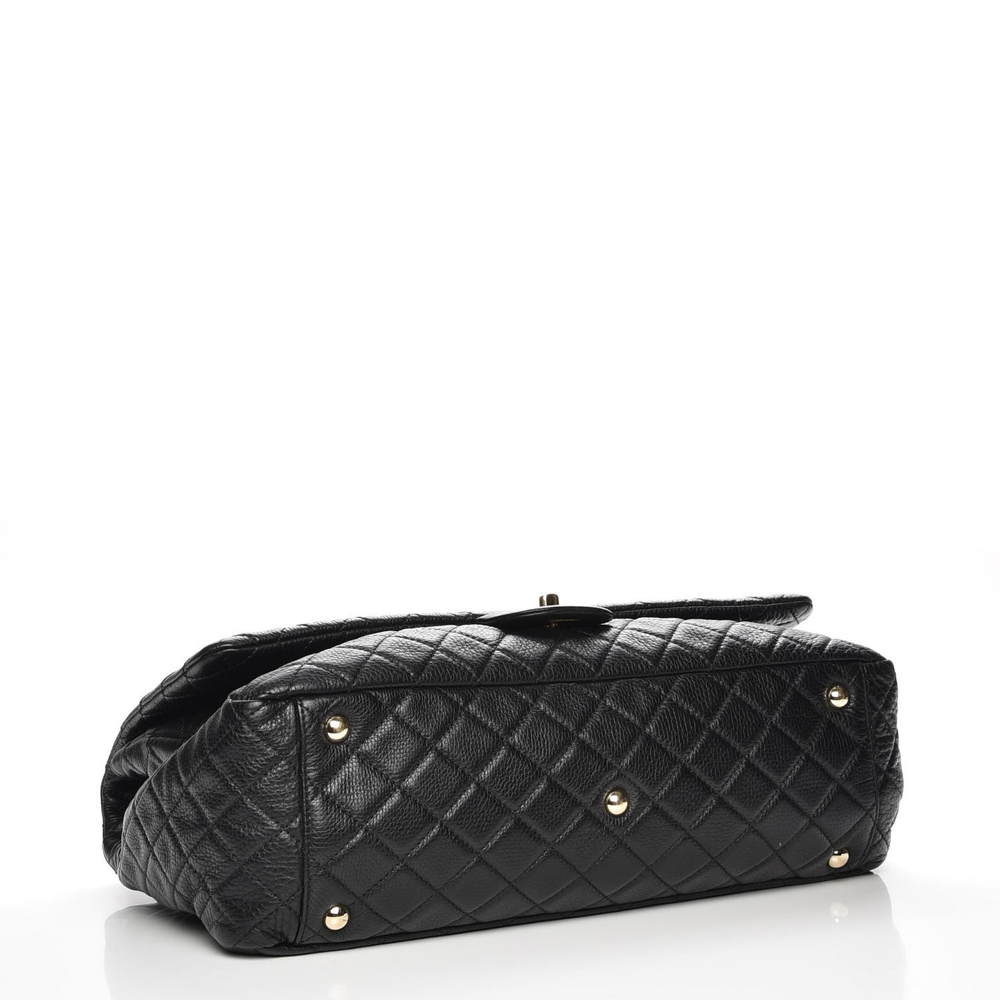 Calfskin Quilted XXL Travel Flap Bag Black