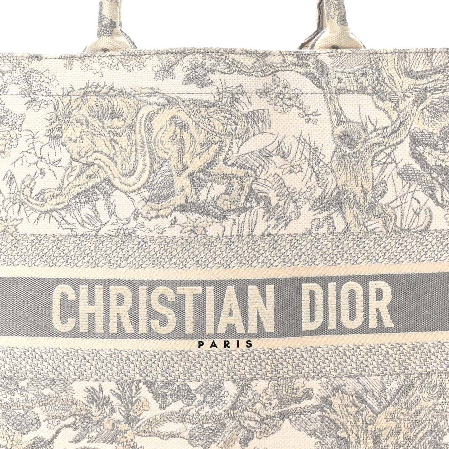 Canvas Embroidered Large Dioriviera Toile De Jouy Book Tote Gray