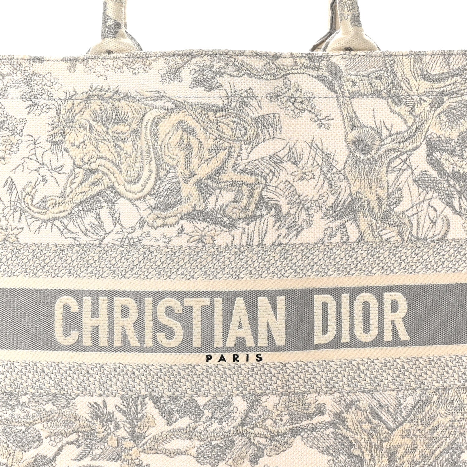 Christian Dior Canvas Embroidered Large Dioriviera Toile De Jouy Book Tote Gray 7 of 9