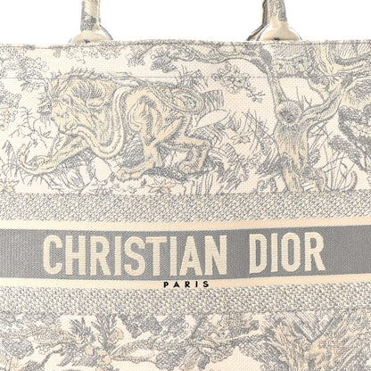 Christian Dior Canvas Embroidered Large Dioriviera Toile De Jouy Book Tote Gray 7 of 9