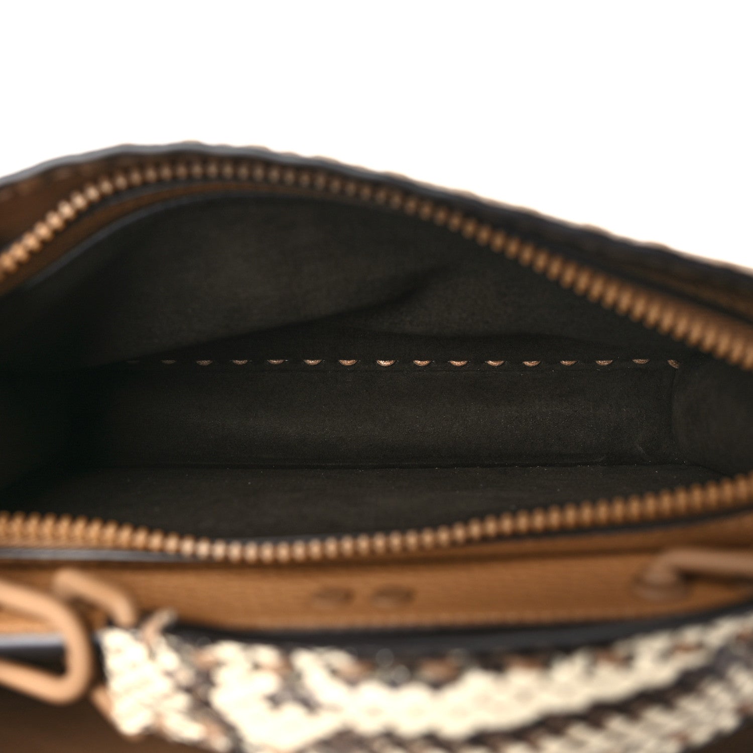 Fendi Cuoio Romano Vitello Elaphe Cover Sellerissima Monochrome Mini Peekaboo I SEE U Satchel Cammello 6 of 11