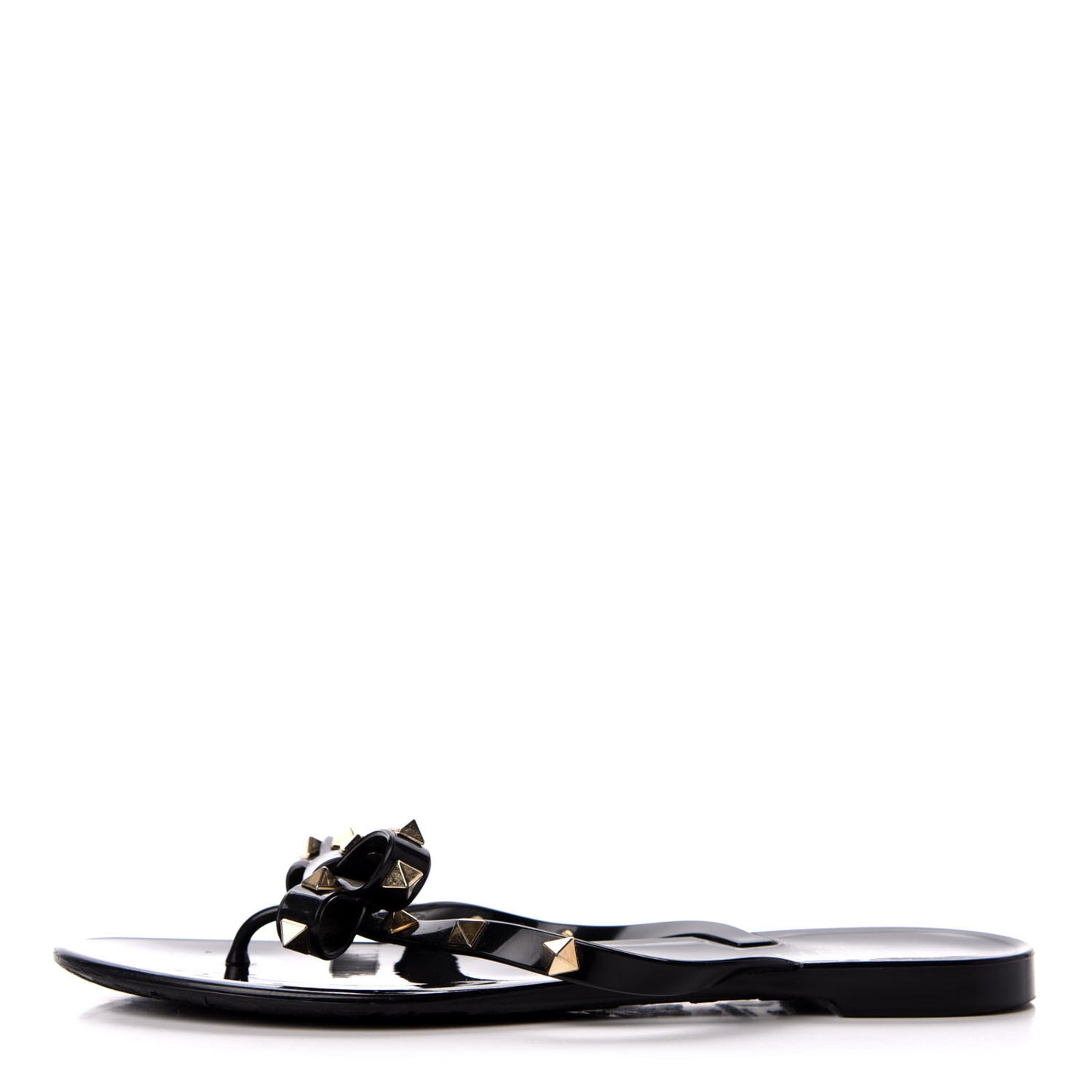 PVC Jelly Rockstud Bow Thong Sandals 38 Black