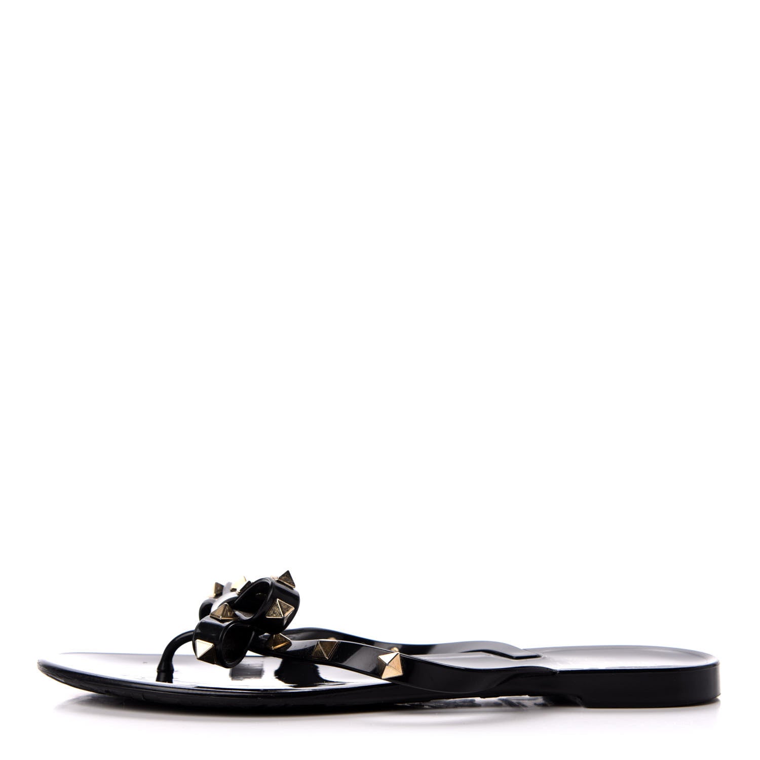 Valentino Garavani PVC Jelly Rockstud Bow Thong Sandals 38 Black 1 of 7