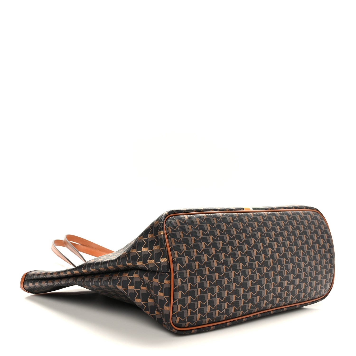 Moynat Grained Calfskin Canvas 1920 Oh! Tote Ruban MM Carbon Bronze Cognac 4 of 9