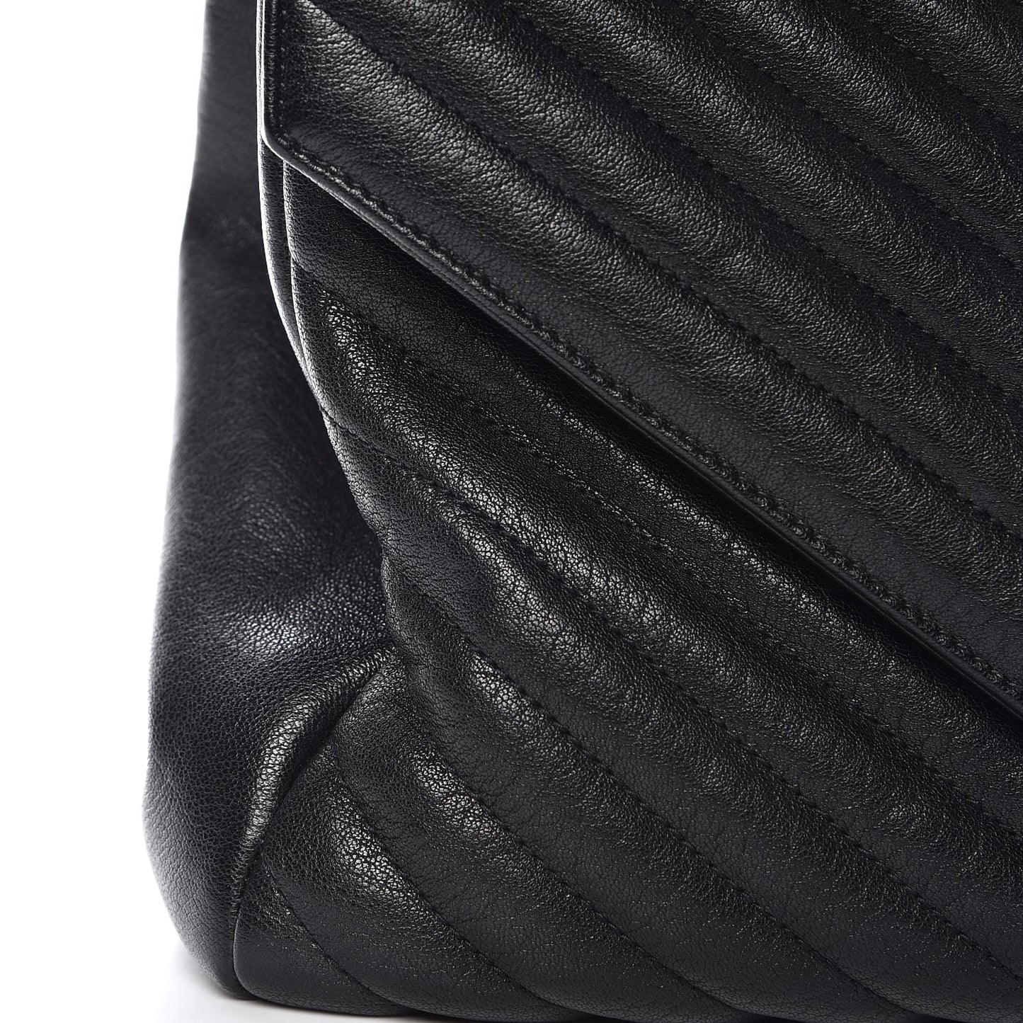 Sheepskin Matelasse Chevron Monogram Large College Satchel Black