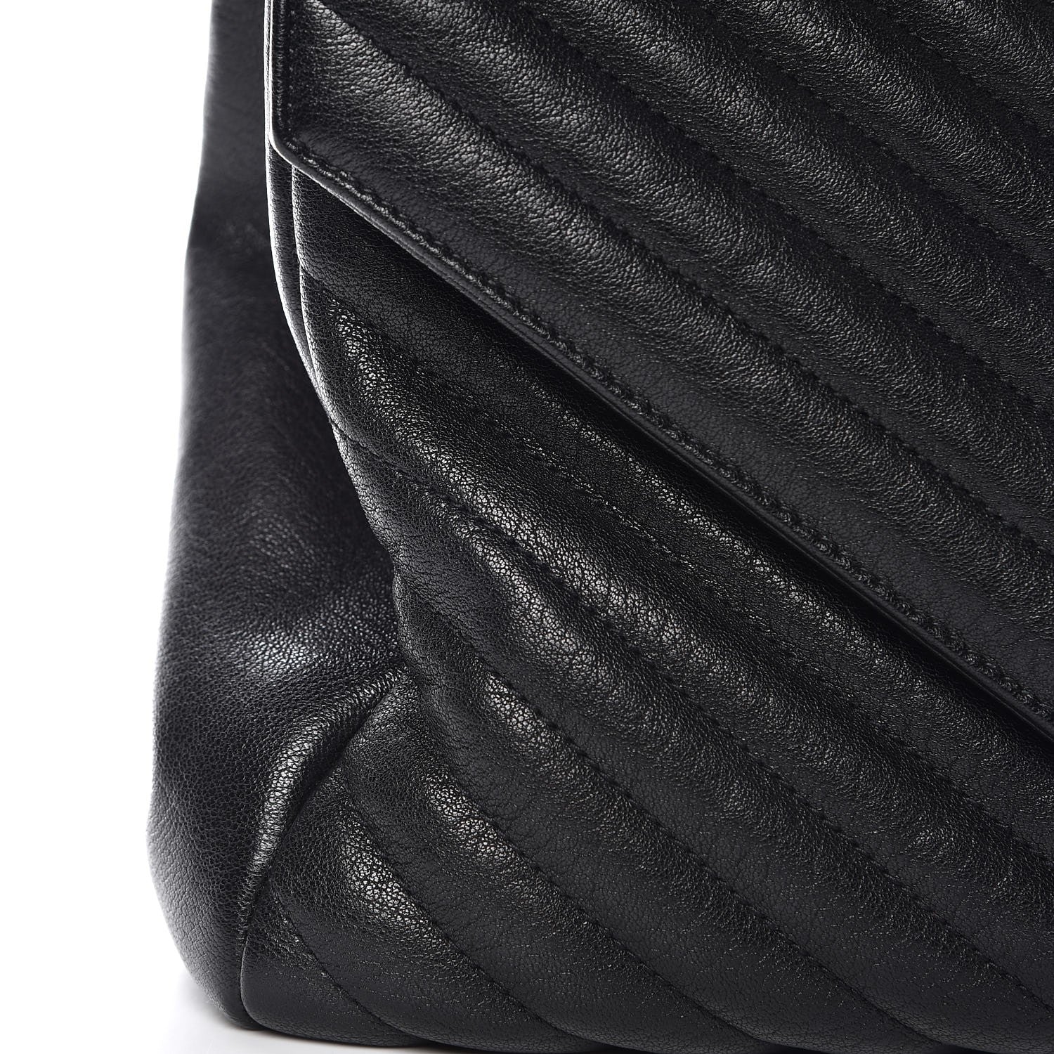 Saint Laurent Sheepskin Matelasse Chevron Monogram Large College Satchel Black 9 of 9