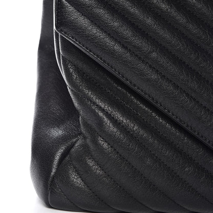 Saint Laurent Sheepskin Matelasse Chevron Monogram Large College Satchel Black 9 of 9