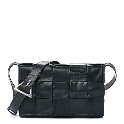 Bottega Veneta Paper Calfskin Maxi Intreccio Cassette Crossbody Bag Black 1 of 9