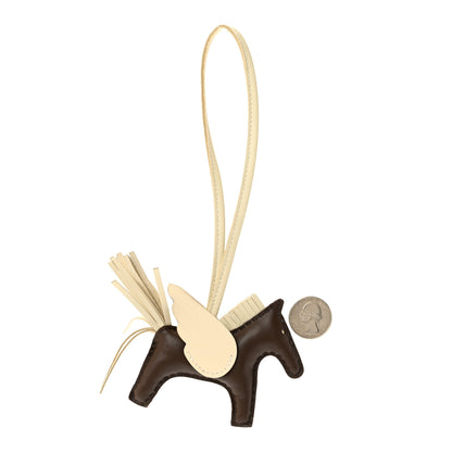 Hermes Milo Lambskin Grigri Rodeo Pegase Horse Bag Charm PM Chocolat Craie 2 of 6