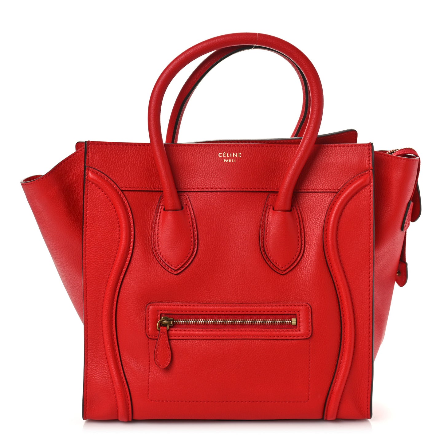 Drummed Calfskin Mini Luggage Coquelicot