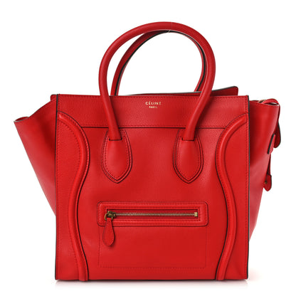 Celine Drummed Calfskin Mini Luggage Coquelicot 1 of 8
