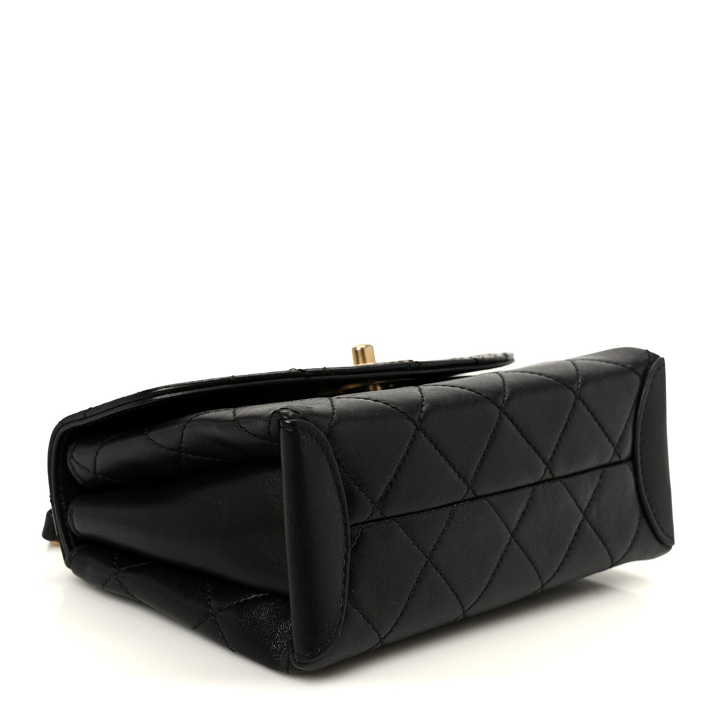 Lambskin Quilted Small Trendy Spirit Top Handle Bag Black