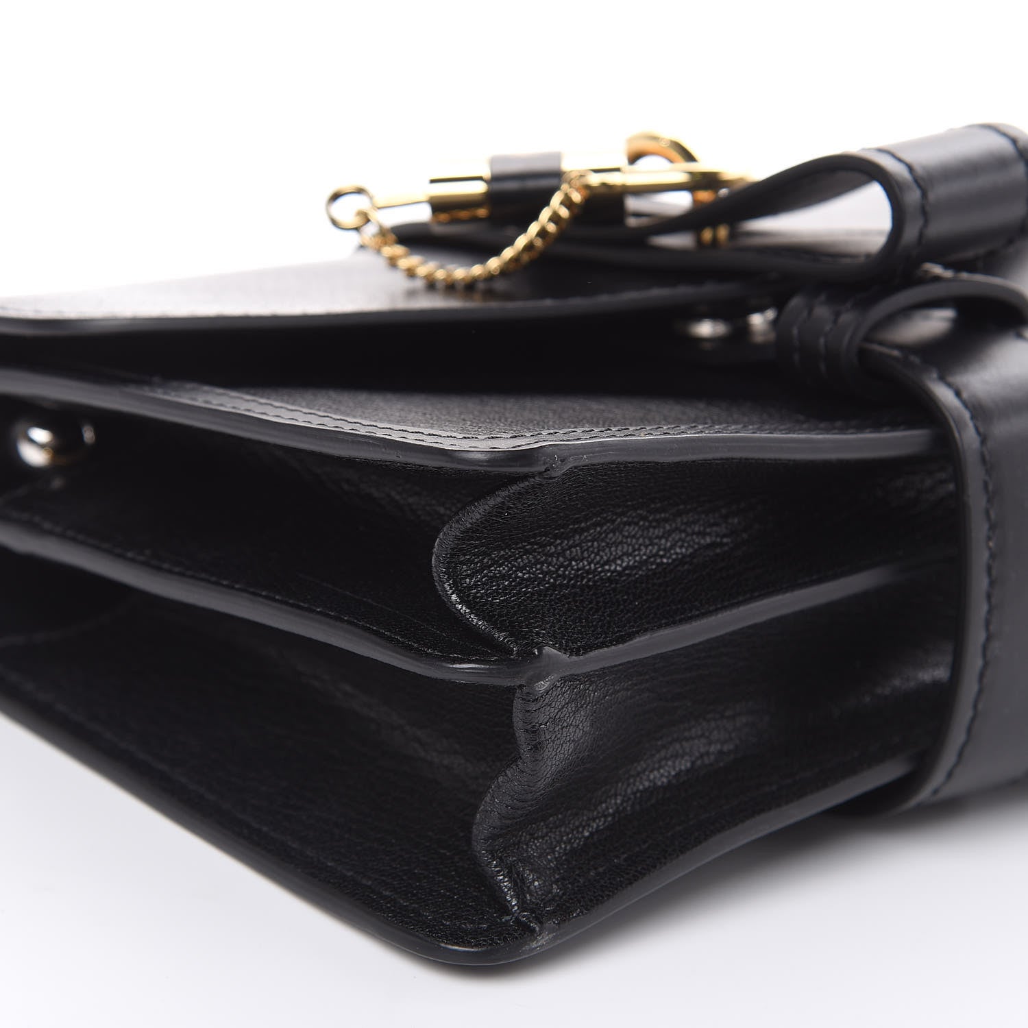 Chloe Shiny Goatskin Calfskin Aby Chain Shoulder Bag Black 7 of 9