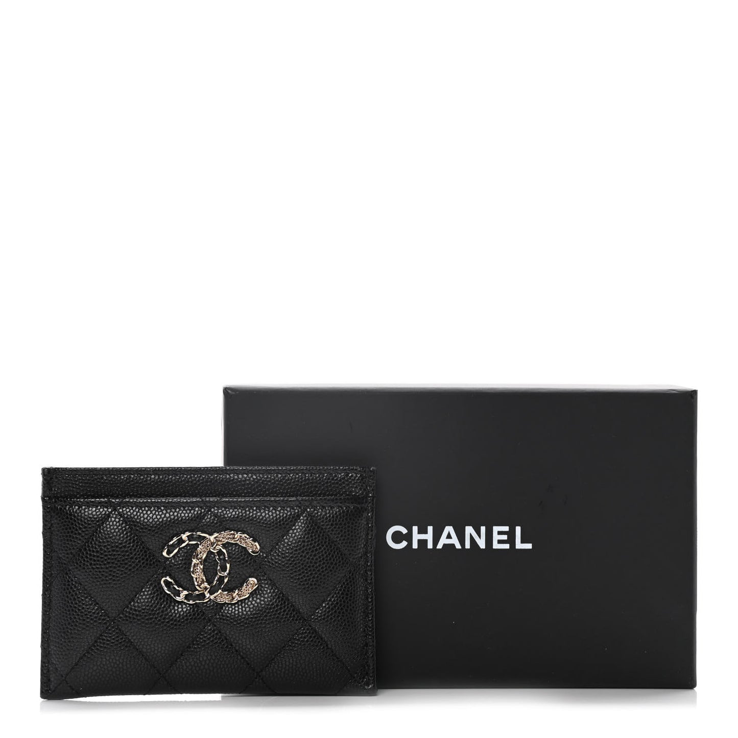 Caviar Quilted French New Wave Card Holder Black